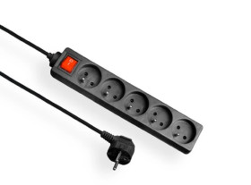 Przedłużacz z wyłącznikiem ECONOMIC 5-gniazd z/u 5m /H05VV-F 3x1/ czarny EPS-505W-2