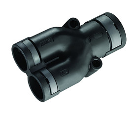 Łącznik do kanałów kablowych Kopex gwint 2 x M5 17mm Element Y Nylon 12 IP68 Czarny