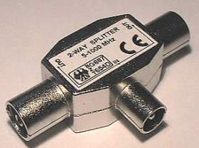 Trójnik antenowy indukcyjny metalowy wtyk - 2 x gniazdo