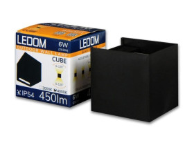 LEDOM Kinkiet zewnętrzny LED aluminium 2x3W 4000K IP54 czarny CUBE. 3 lata gwar.