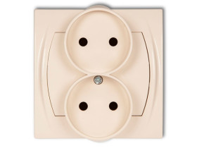 LOGO Gniazdo podwójne do ramki poziomej bez uziemienia (przesłony torów prądowych) beżowy 1LGPR-2p KARLIK