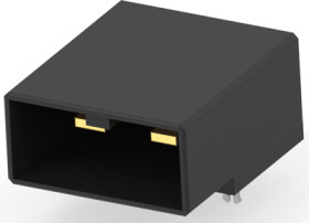 Pin header, 2 pole, pitch 5.08 mm, angled, black, 1-179276-2