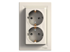 ASFORA Gniazdo podwójne z uziemieniem schuko krem z ramką EPH9900123 SCHNEIDER ELECTRIC