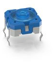 Short-stroke pushbutton, 1 Form A (N/O), 100 mA/35 V, unlit , actuator (blue, L 1.33 mm), 3.3 N, THT, 1.14.108.502/0000