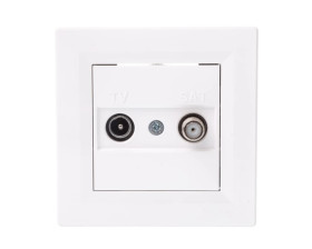 Gniazdo antenowe Asfora TV-SAT przelotowe 4dB białe z ramką EPH3400221