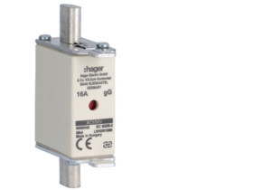 Wkładka bezpiecznikowa nożowa NH00 wskaźnik podwójny uchwyt nieizolowany gG 16A 690VAC LNH00016M6 HAGER