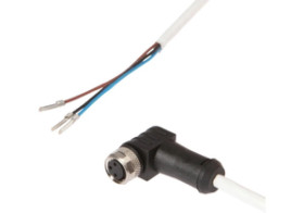 Kabel konfekcjonowany jednostrony M8 żeńskie 3pin kątowe wolny koniec przewodu 3x0,34mm z kablem 5m 60V -20-150 stC IP67 VK50H07