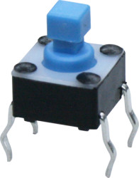 Short-stroke pushbutton, 1 Form A (N/O), 50 mA/12 VDC, unlit , actuator (black), 1.6 N, THT, 1301.9308