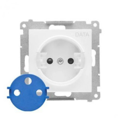 Simon 55 Gniazdo DATA z kluczem uprawniającym (moduł) 16 A, 250 V~, szybkozłącza Biały mat TGD1CZ.01/111