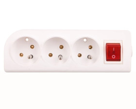 Rozgałęźnik do przedłużacza z wyłącznikiem 3-gniazda z/u biały GN-30W