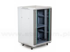 Szafa rack 18U, 19", 600mm gł., drzwi szklane