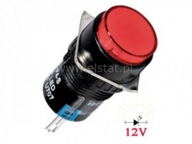 Przełącznik monostabilny okrągły czerwony, 12V