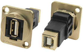 Złącze USB przelotowe A to B Montaż na panelu Żeński 2.0 ,1-portowe