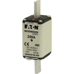 Wkładka bezpiecznikowa, nożowa, LV, 250 A, AC 690V, NH1, gL/gG, IEC, podwójny wskaźnik, uchwyty izolowane, 250NHG1BI-690
