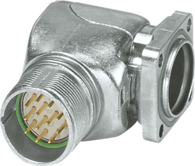 Flange plug, M23, 17 pole, solder connection, standard/SPEEDCON locking system, angled, 1244477
