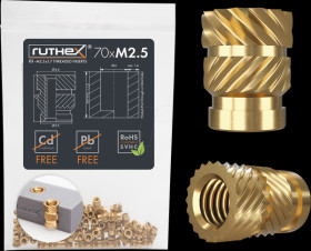 GE-M25X57-001 3D printing, threaded inserts, M2.5x5.7, pack of 70