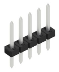 Pin header, 5 pole, pitch 2 mm, straight, black, 10062139