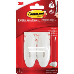 3M 17068FGN Command™ Medium Wire Hook 29 x 29 x 79 mm White Metal 2 pc