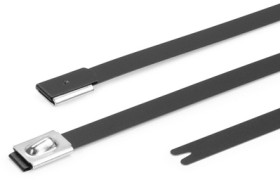 Cable tie, polyester, stainless steel, (L x W) 127 x 4.6 mm, bundle-Ø 15 to 25 mm, black, -80 to 538 °C, 111-00288