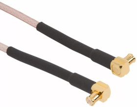 Coaxial cable, MCX plug (angled) to MCX plug (angled), 50 Ω, RG-316DS, grommet black, 153 mm, 255104-03-06.00
