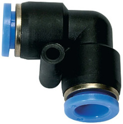 Złączka pneumatyczna wtykowa kątowa do węża fi 4 mm, tworzywo sztuczne