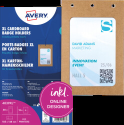 4839XL Name badge, 105 x 148 mm, lanyard, with badge inserts, 50 pieces