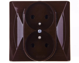 AKCENT Gniazdo podwójne z/u brązowe GP-2AZ/24