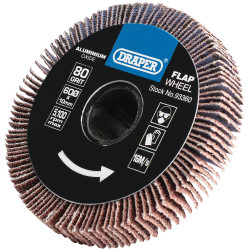 Draper 93360 Aluminium Oxide Flap Wheel, 10 x 60mm, 80 Grit