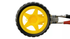Yellow wheel and motor for robotic projects