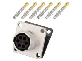 RT0W0106SNH-K Złącze okrągłe gniazdo kołnierz (4 otwory),na panel 6PIN