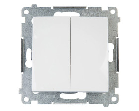 Simon 54 Przycisk podwójny, szybkozłącza, biały DP2.01/11