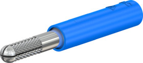 Screw-clamping adapter, 4 mm plug, spreadable to 4 mm socket, blue, CAT II, 24.0163-23