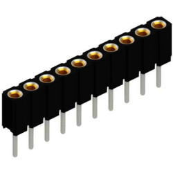 Socket header, 10 pole, pitch 2 mm, straight, black, BLY 1 10