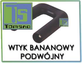 Wtyk bananowy podwójny 4mm, zwora izolowana 32A