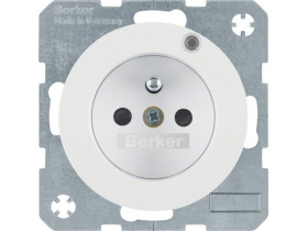 BERKER R.1/R.3 Gniazdo z uziemieniem i diodą kontrolną LED biały połysk 6765092089 HAGER