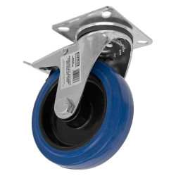 Sealey SCW3125SPLEM HeavyDuty Blue Elastic Rubber Swivel Castor Wheel -TL &#xD8;125mm