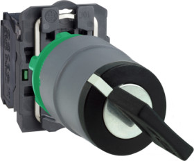Toggle switch, 2 positions, unlit, latching, 1 Form A (N/O), waistband round, black, front ring gray, 90°, mounting Ø 22.5 mm, X