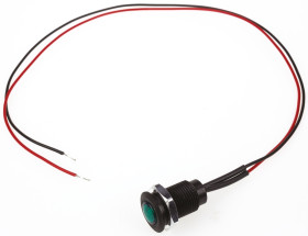 Lampka kontrolna do montażu panelowego 24V ac, zielona 10.2mm LED Czarny Wyprowadzenia Oxley