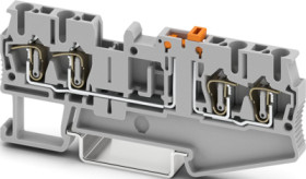 Knife disconnect terminal, tension clamp connection, 0.08-4.0 mm², 4 pole, 20 A, 6 kV, gray, 3036576