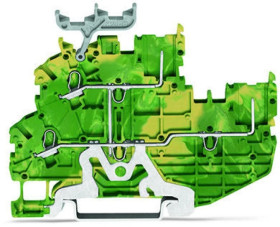 Dwupiętrowa złączka bazowa X-COMS PE 1-przewodowa / 1-pinowa żółto-zielona 2020-2237 /50szt./