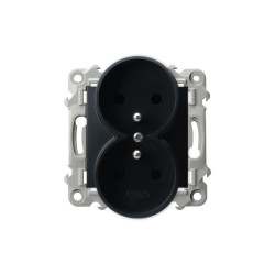 Gniazdo podwójne z/u GP-2ZRZ/m/33 czarny metalik SZAFIR Ospel