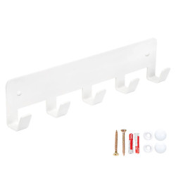 Wieszak metalowy 25cm pojedynczy 5 haczyków biały