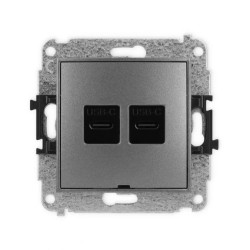 ICON Mechanizm gniazda podwójnego 2xUSB C-C, bez pola opisowego grafitowy 11IGUSBBO-8