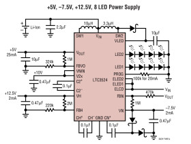 Adjustable TFT Bias Supply with WLED Driver