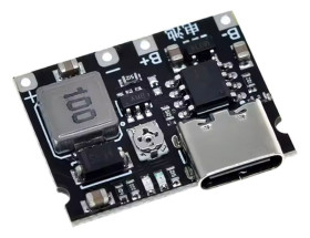 MODUŁ ŁADOWANIA AKUMULATORA Li-Ion 18650 4,2V 1A USB-C Z PRZETWORNICĄ 4,2-28V 2A (BMS-70091)