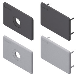 Zaślepka czworokątna pasuje do rowka 10mm Szary Przykrywka PP pasujący profil 60 x 90 mm