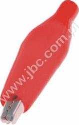 5005-RT Krokodylek w osłonie gumowej, przyłącze lutowane, rozwarcie szczęk 7mm, czerwony, ELECTRO-PJP, 5005RT