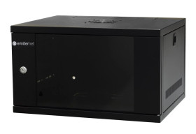 Szafa wisząca lekka niedzielona 19 6U, drzwi blacha/szkło, ściągane osłony boczne, 550×450×320 szer./gł./wys. mm RAL: 9004, w