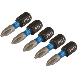 Draper Expert 04934 Cross Slot/PH Imp S/Driver Bits No1x25mm 1/4&quot; Hex 5Pc