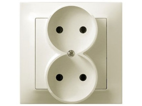 IMPRESJA Gniazdo podwójne bez uziemienia z ramką ecru GP-2Y/27 OSPEL